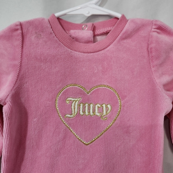 Juicy Couture Kids Velour One Piece Size 6/9 Months Pink Gold Heart Snap - Picture 2 of 6